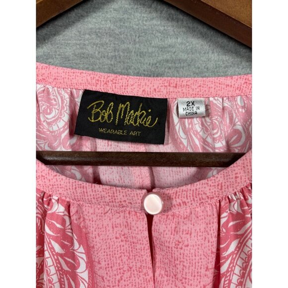 Bob Mackie Cardigan Jacket Kimono 2X Wearable Art Pink Paisley Open Front - Picture 2 of 6